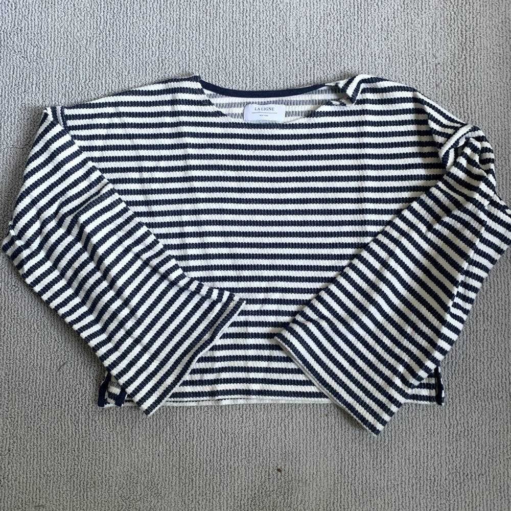 La Ligne Nautical Striped Long Sleeved Top
